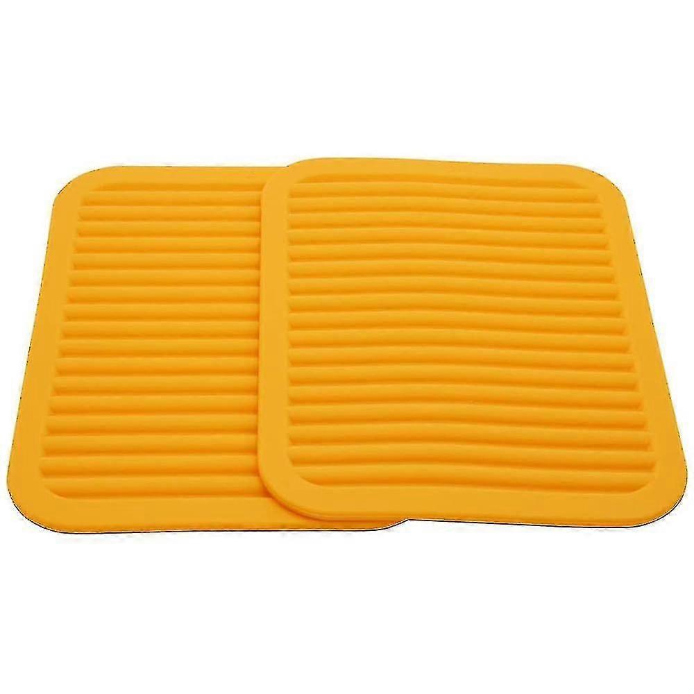 Silicone Mats For Hot Dishes And Hot Pots, Hot Pads For Countertops, Tables, Pot Holders, Spoon Rest Small Drying Mats Set Of 2 (orange)