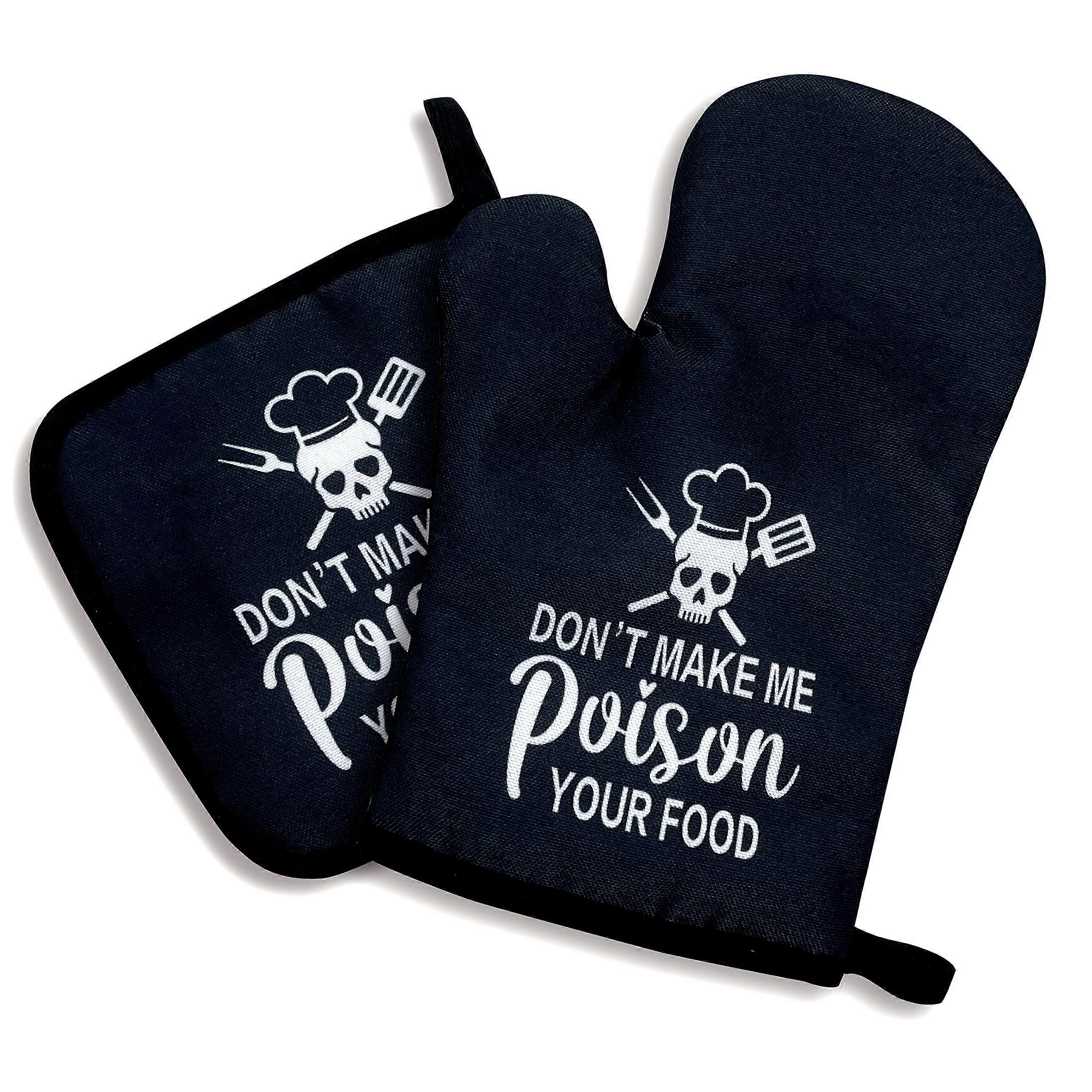 2 Sets Funny Silicone Oven Mitts & Pot Holders for Cooking and Grilling