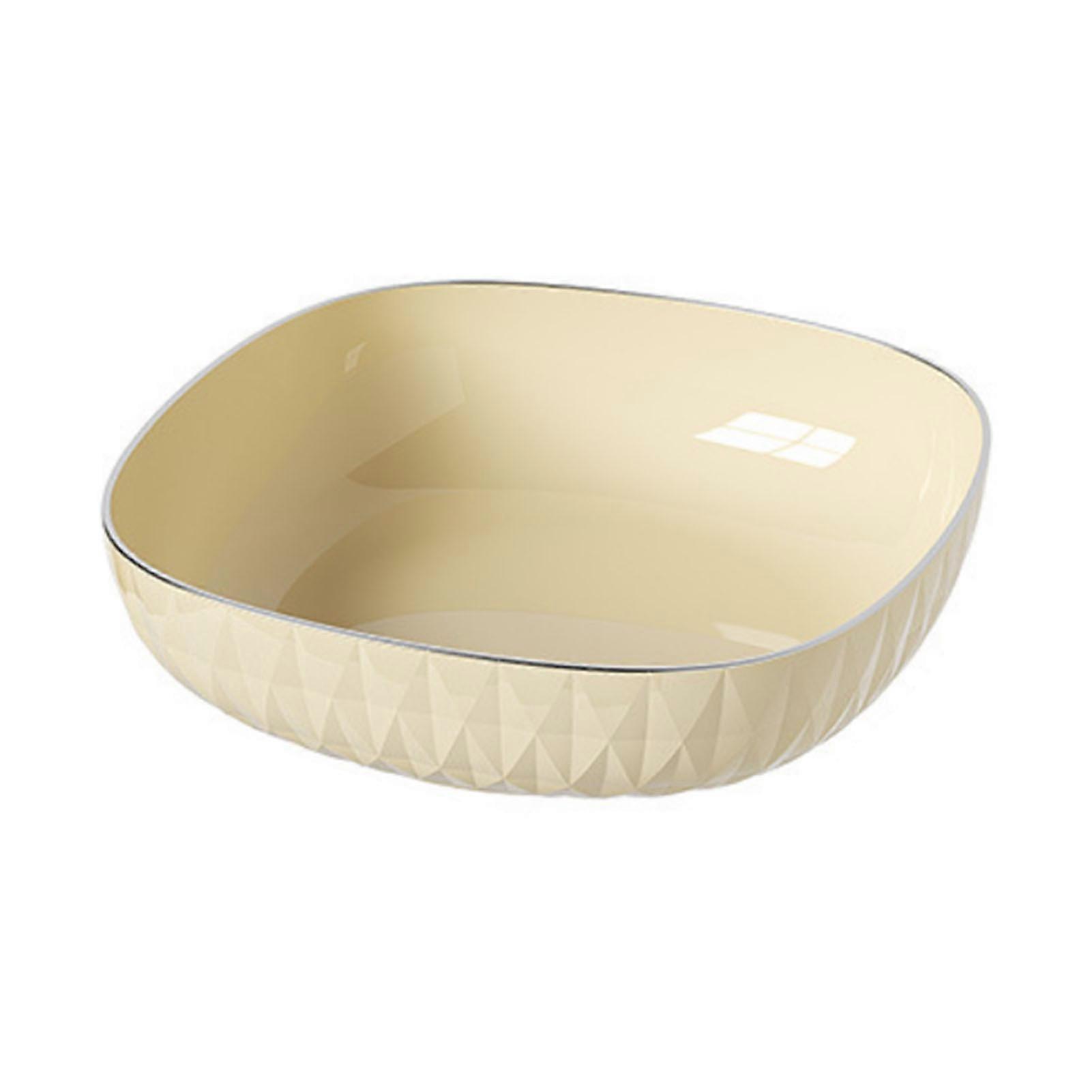 Large Round Plastic Fruit Plate Simple Snack Candy Diamond Stripe