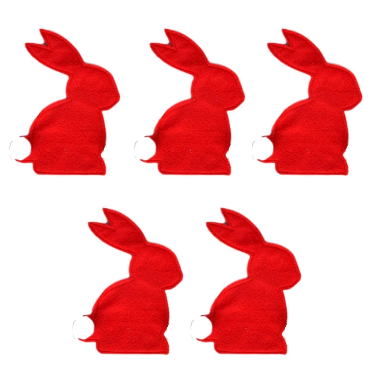 Pack of 5 Soft Cutlery Pocket Durable Cutlery Holder Fork Knife Holder Bag Perfect for Easter Parties and Gatherings  Red