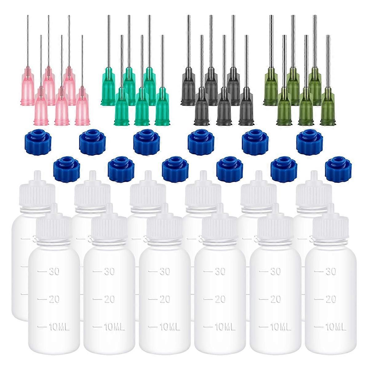 30Pc Tip Empty Glue Applicator Bottles,30ml Plastic Squeezable Dropper Bottles,14ga 16ga 18ga 20ga for Glue Applications