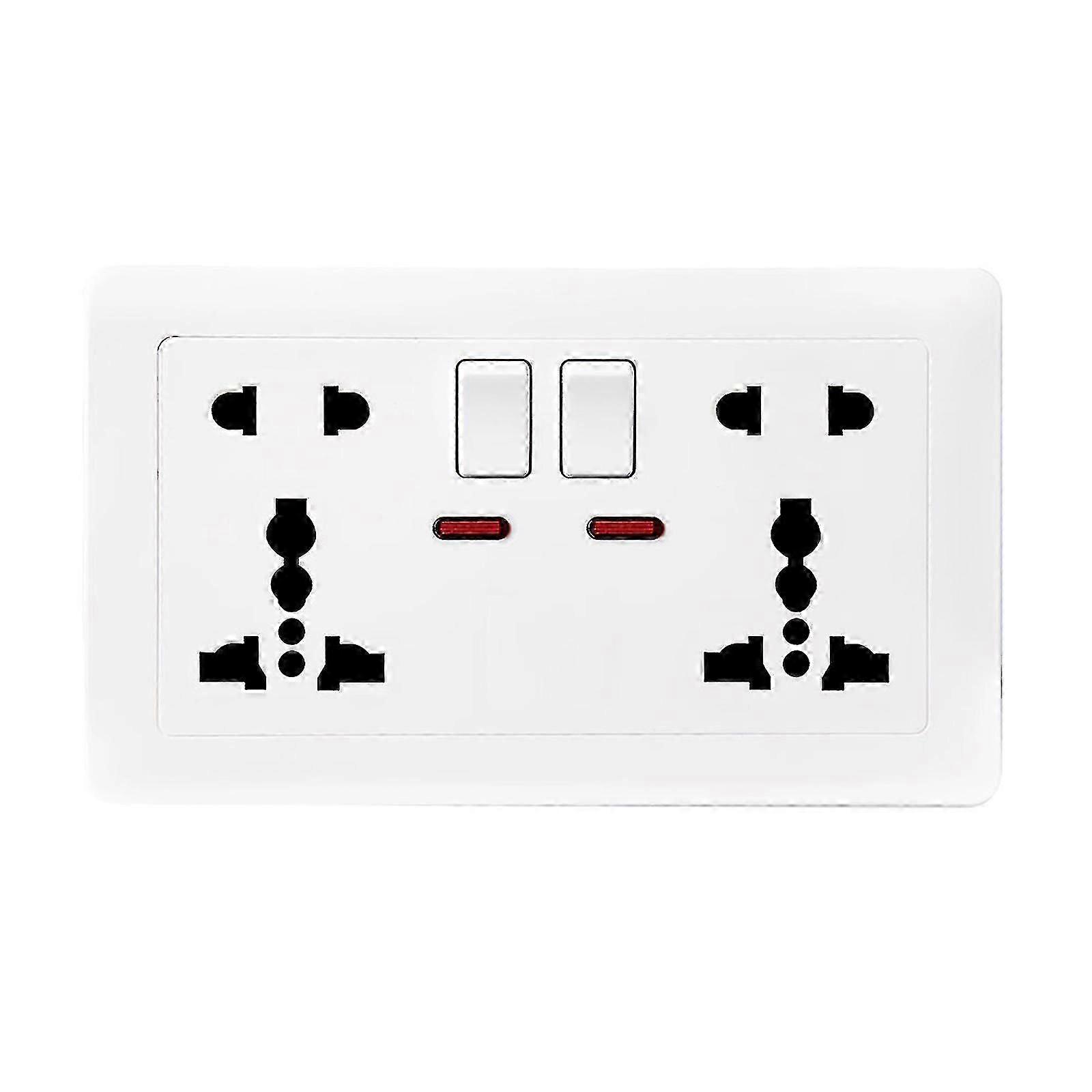 Double Wall Power Socket Universal 5 Hole 13a Dual Usb Charger Port Socket With