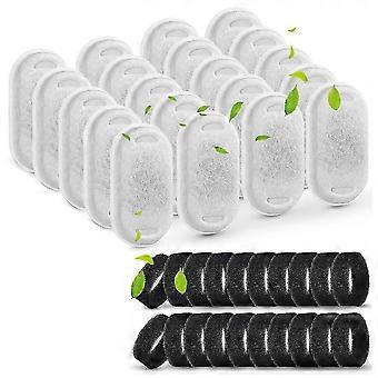 Katzenbrunnenfilter Passend für 64oz / 2L und 108 / 3,2L Edelstahl Haustierbrunnen Ersatzfilter, 20 Filter 20 Schwämme