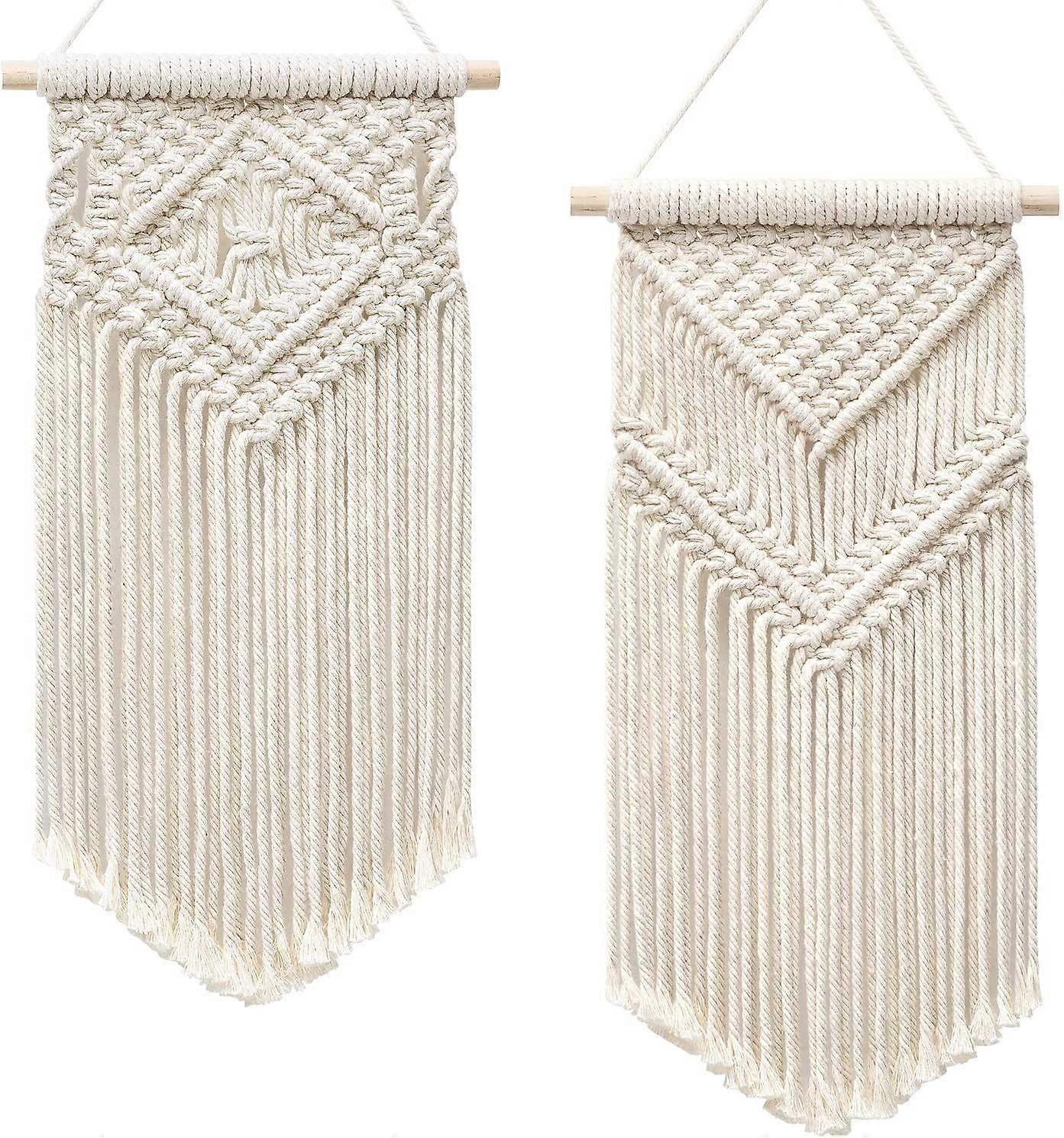 2 Pcs Macrame Wall Hanging Small Boho Woven Tapestry Home Decor fast