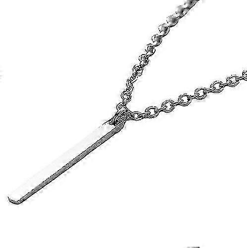 Stainless Steel Simple Long Chain Rectangular Pendant Necklace