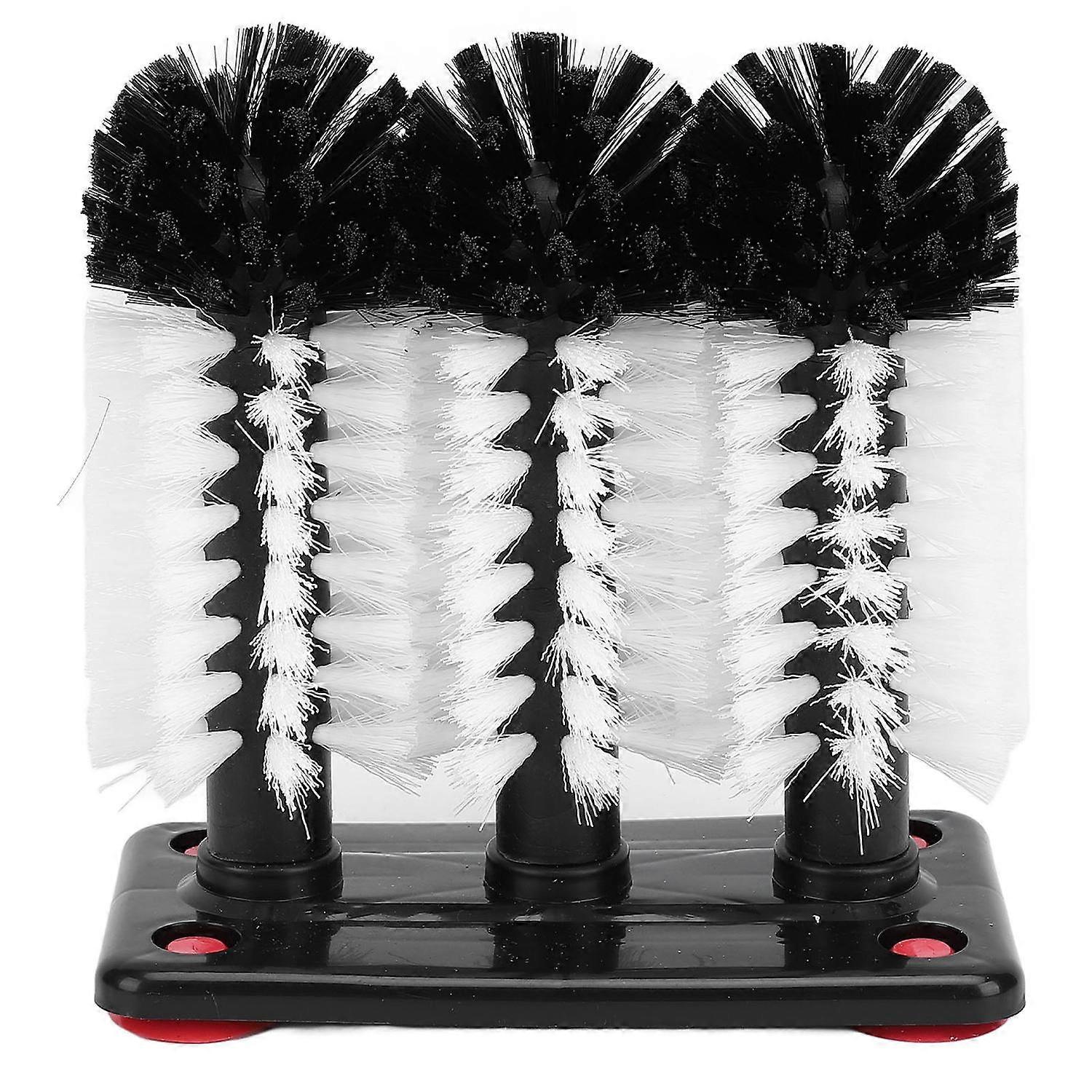 3 Head Cup Brush Removable Efficient Cleaning Glass Washer Brush with Suction Base for Bar Long Leg