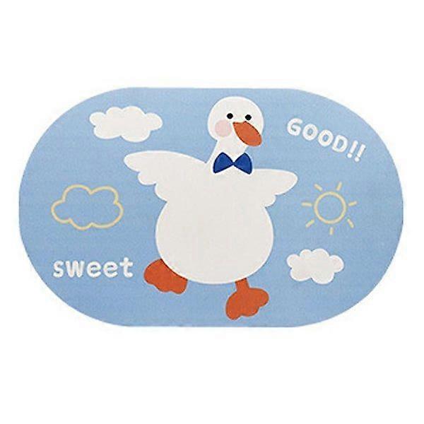 مطاط حمام الكلمة حصيرة بيضاوي 40x60 سم ابيضة نمط أوزة بيضاء غير قابلة للانزلاق تجفيف سريع سهلة الصيانة