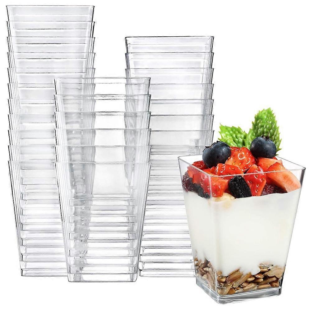50Pcs 150ml 일회용 사각 무스 컵 디저트 베이킹 케이크 용기 파티 식기