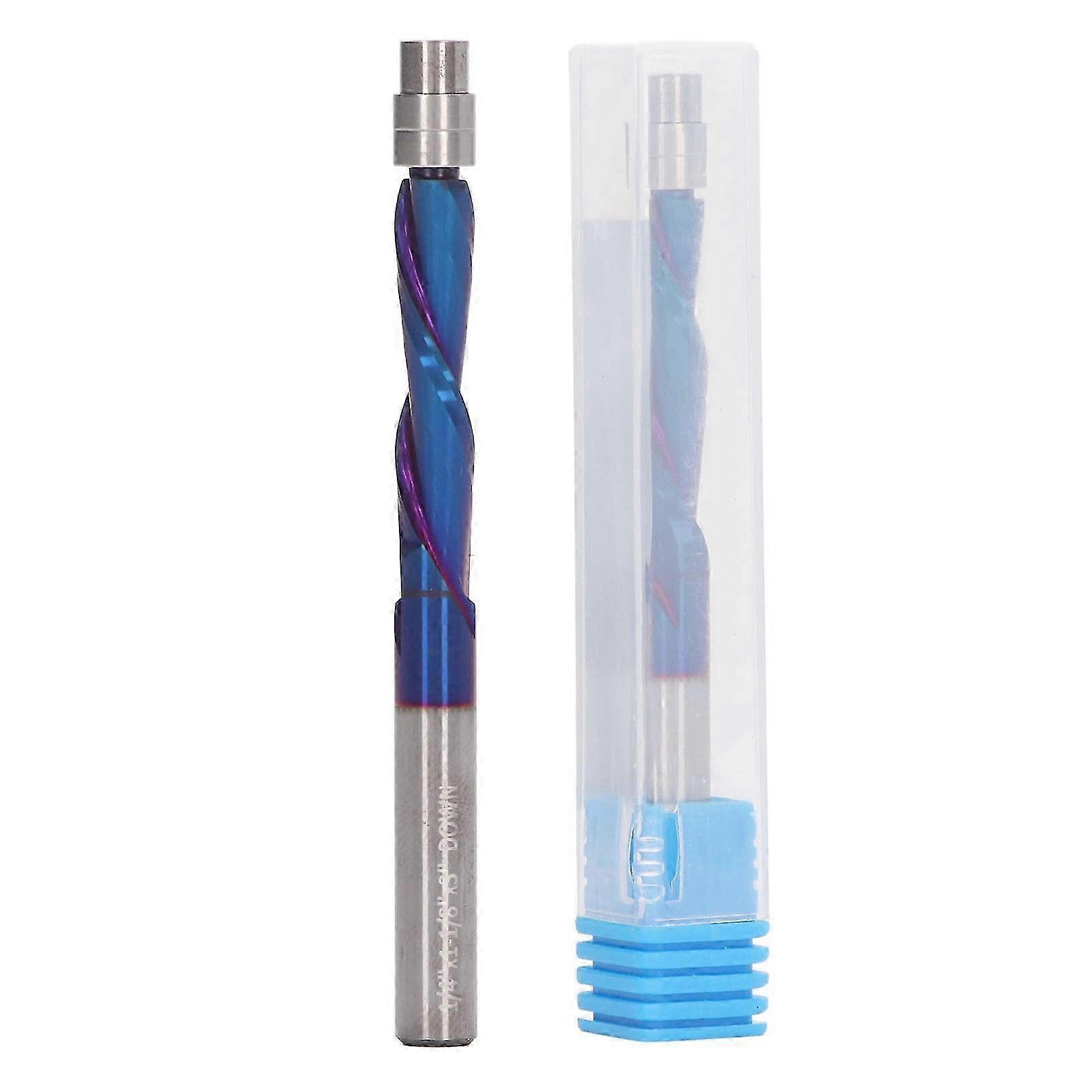 Flush Trim Bit Up Cutter CNC Spiral Milling Router 1/4 Shank Solid Caribide with Bearing