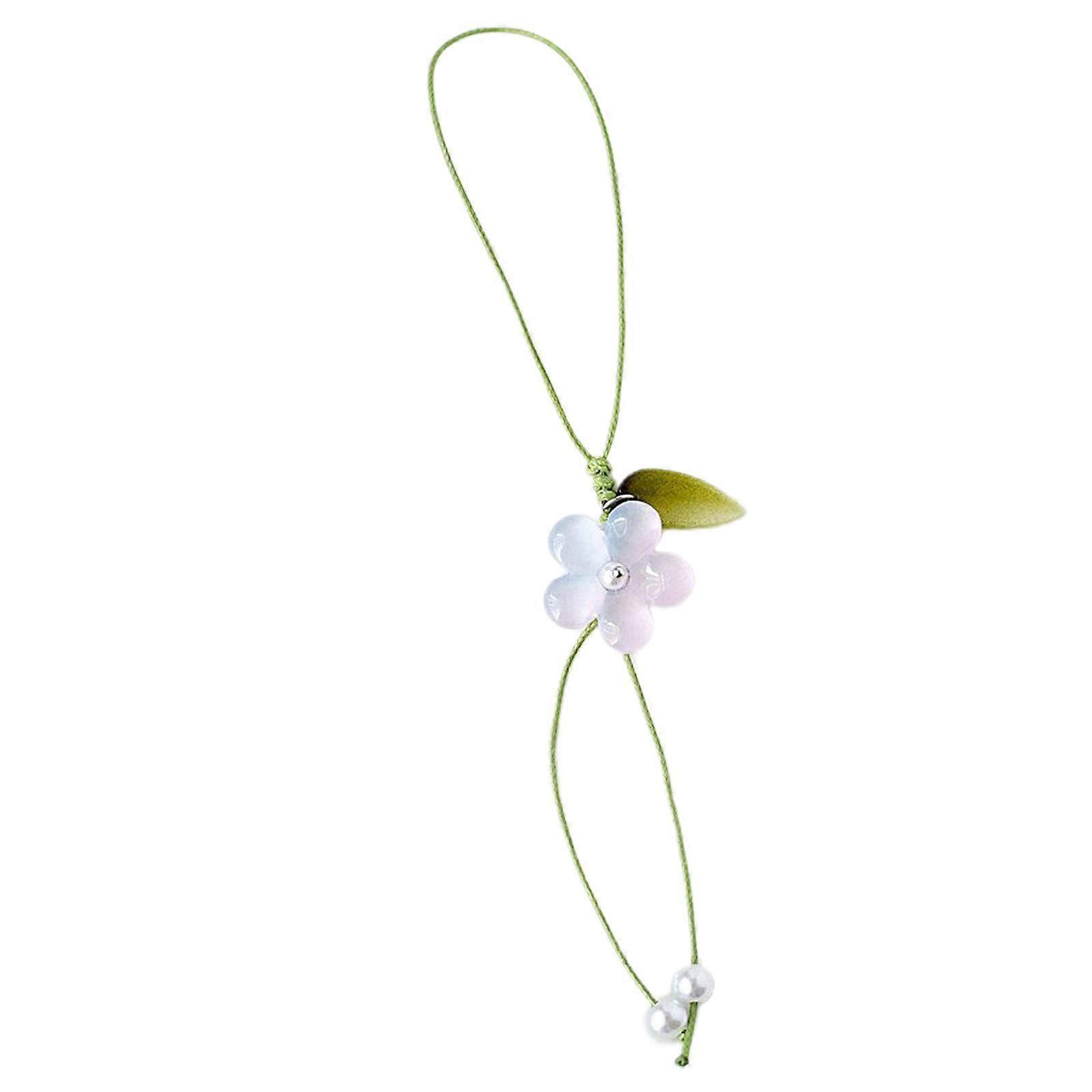 Phone Lanyard Wrist Strap Crystal Flower Phone Charm Anti-lost Y2K Cellphone Strap Braided Rope Hangings Charm for Women Purple