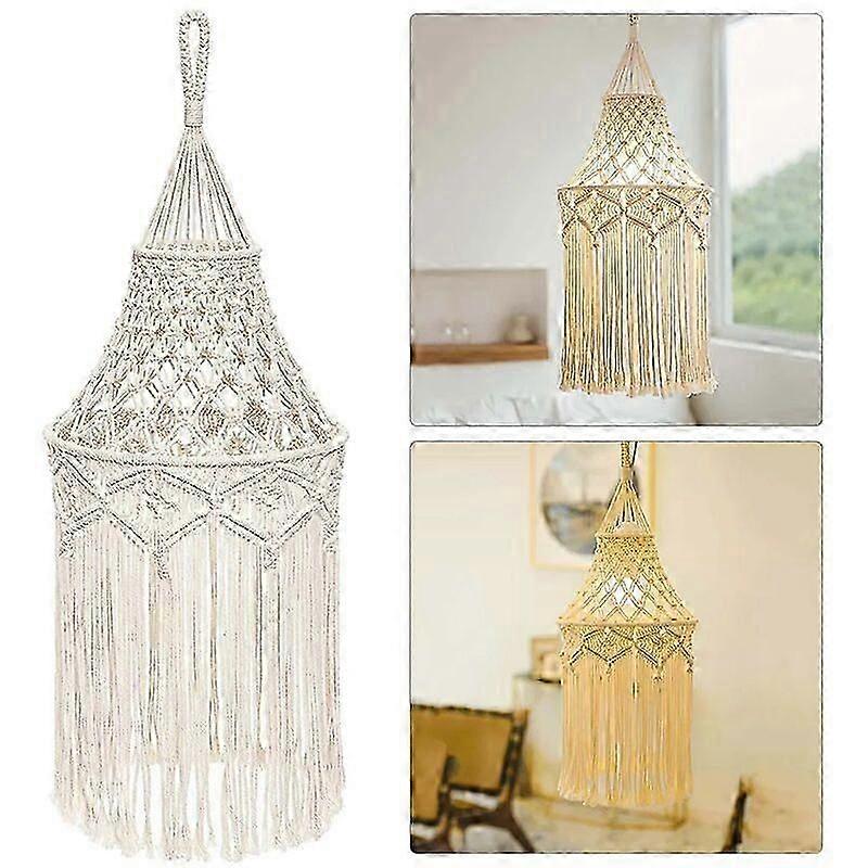 Makramee Lampenschirm, handgemachter Makramee Lampenschirm, Kronleuchter Hängelampenabdeckung für zu Hause, 30 x 80cm