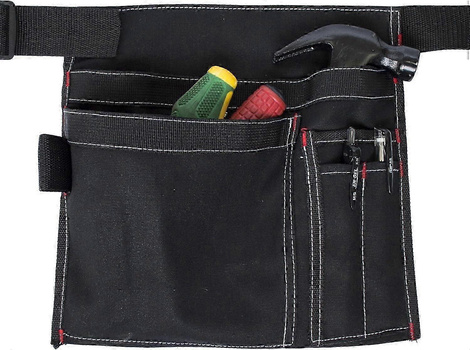 Tool Pouch Single Side Apron with 5 Pockets and 1 Hammer Loop, Fits for Hammer, Pencils, Screwdrivers etc. (Black),2024 Ping