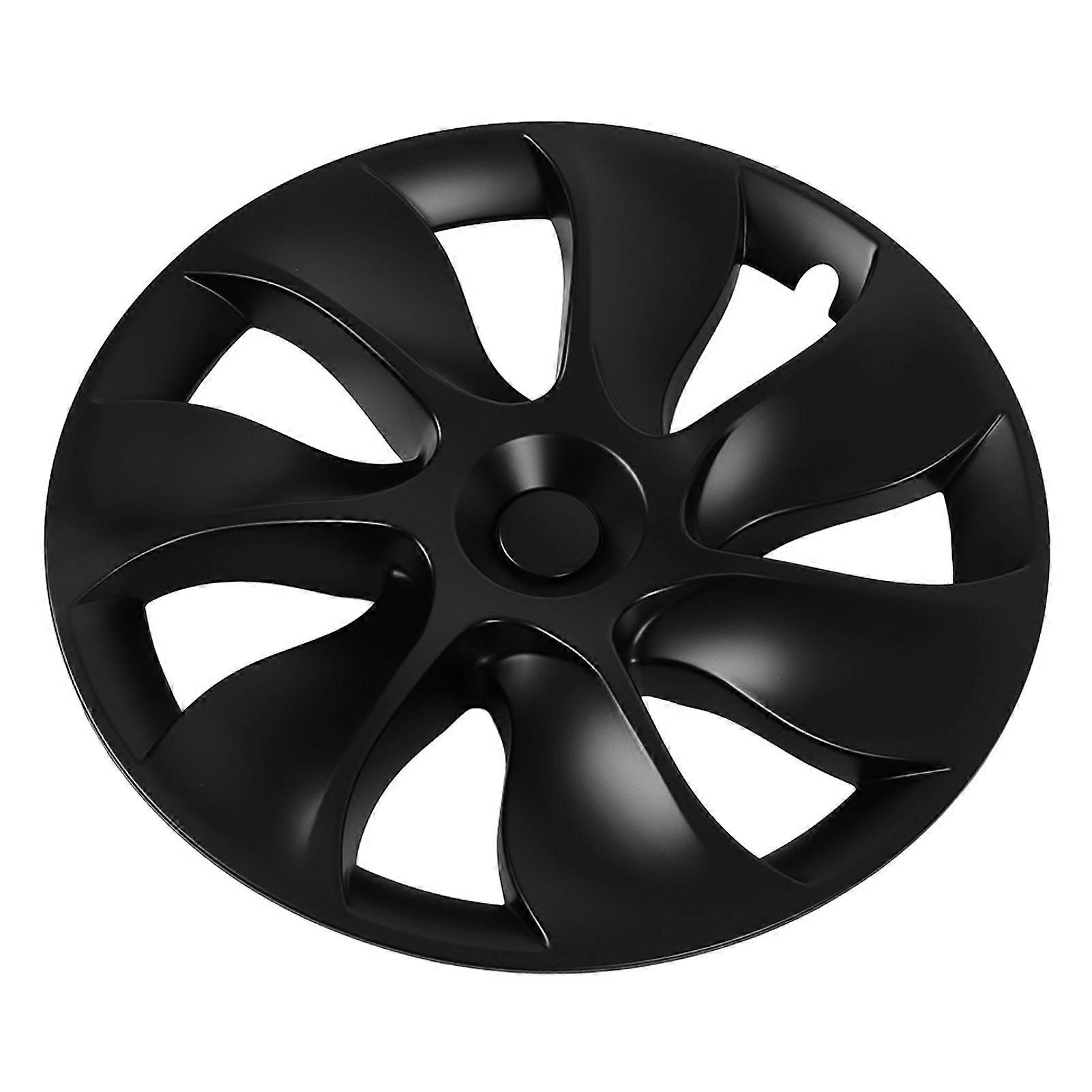 4 Pcs 19 Inch Wheel Hub Cap Matte Black Fully Wrap Rim Protector Trim High Strength Replacement for Tesla Model Y 2020 to 2023 Symmetrical 