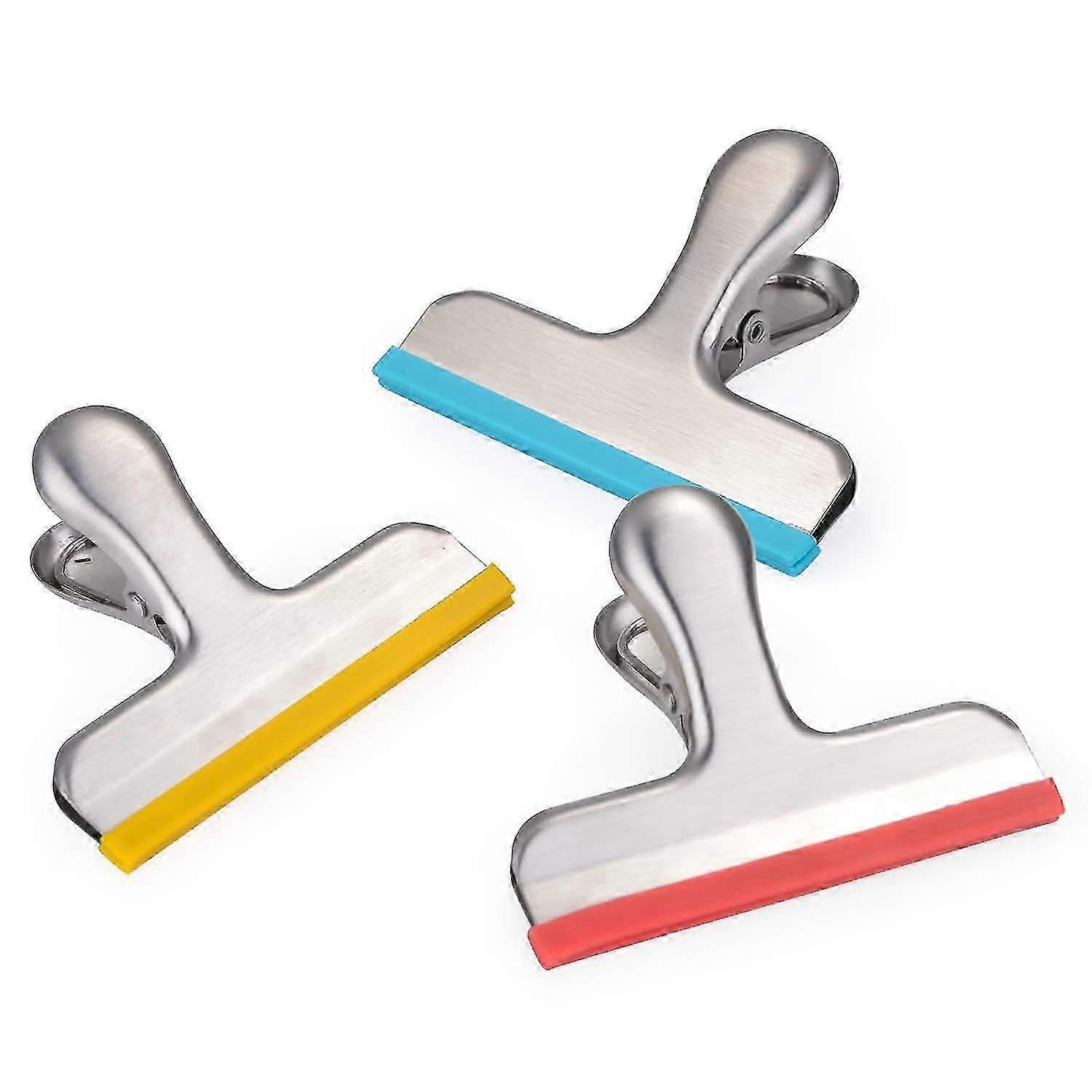 12 Pack Chip Bag Clips Covered With Silicone - No More Sharp Edges - Color Coded With 3 Different Colors Perfect For Food Bags - Air Tight Seal, Heavy
