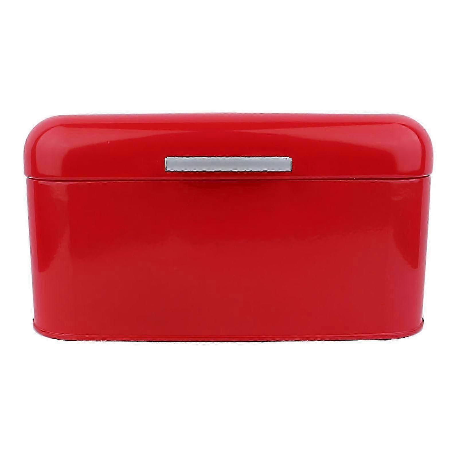 Red Retro Metal Bread Box Large Capacity Kitchen Storage Container