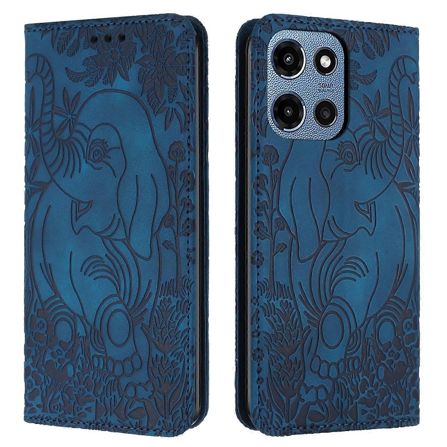 Retro Elephant Embossed Leather Phone Case