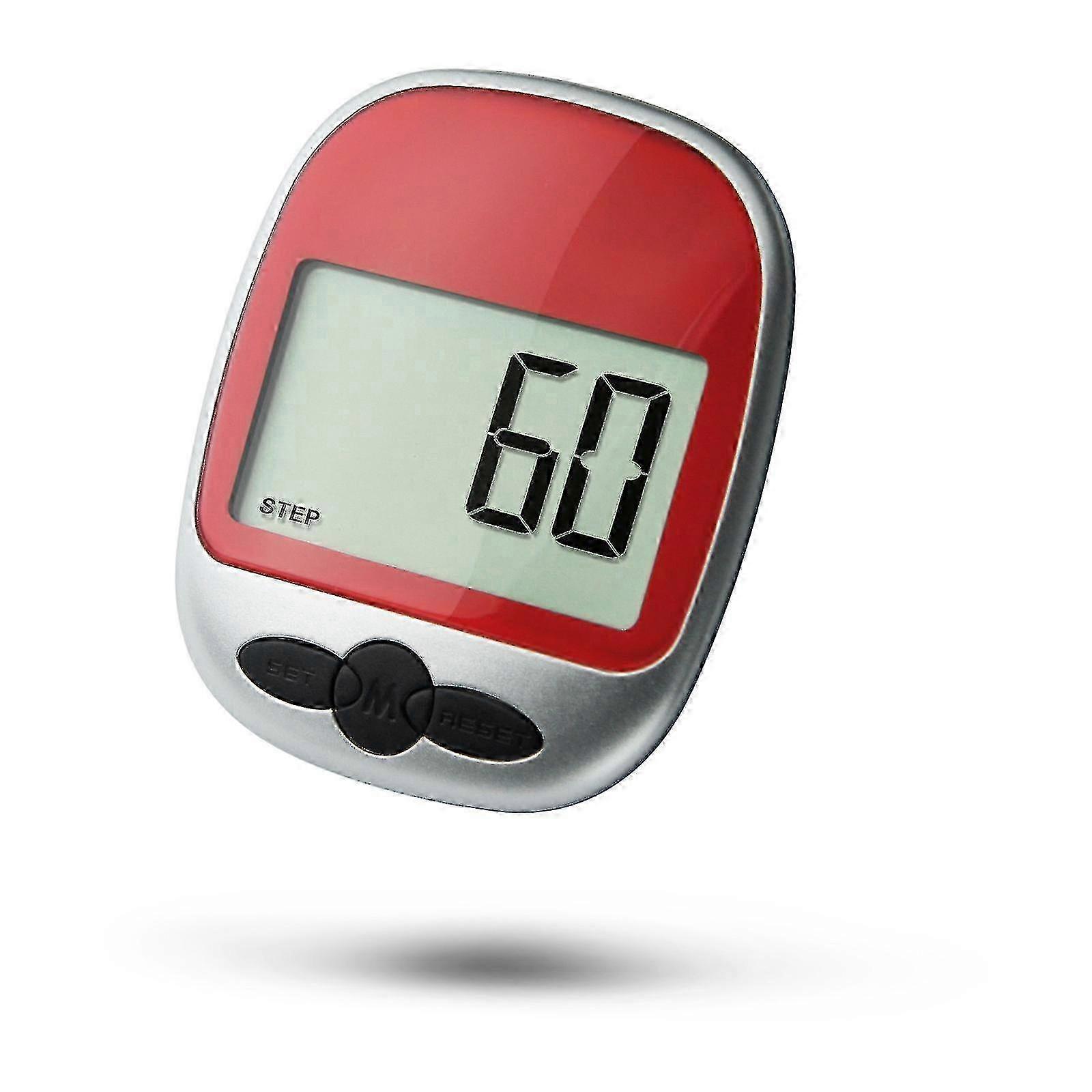 Red Pocket Pedometer - Step, Distance & Calorie Counter with Large LCD Display and Belt Clip (1pc)