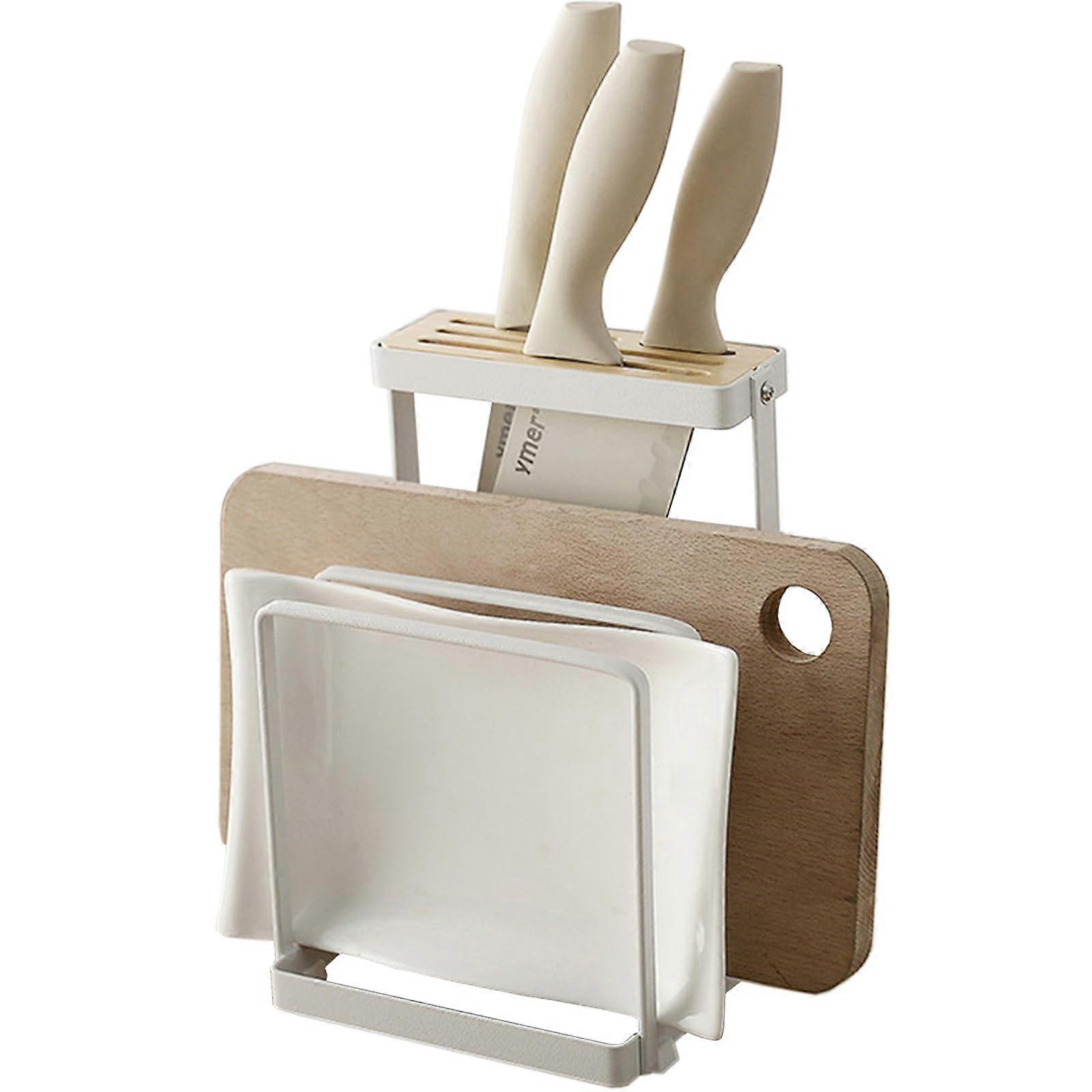Knife Holder for Kitchen Cabinet and Cutting Board Organizer