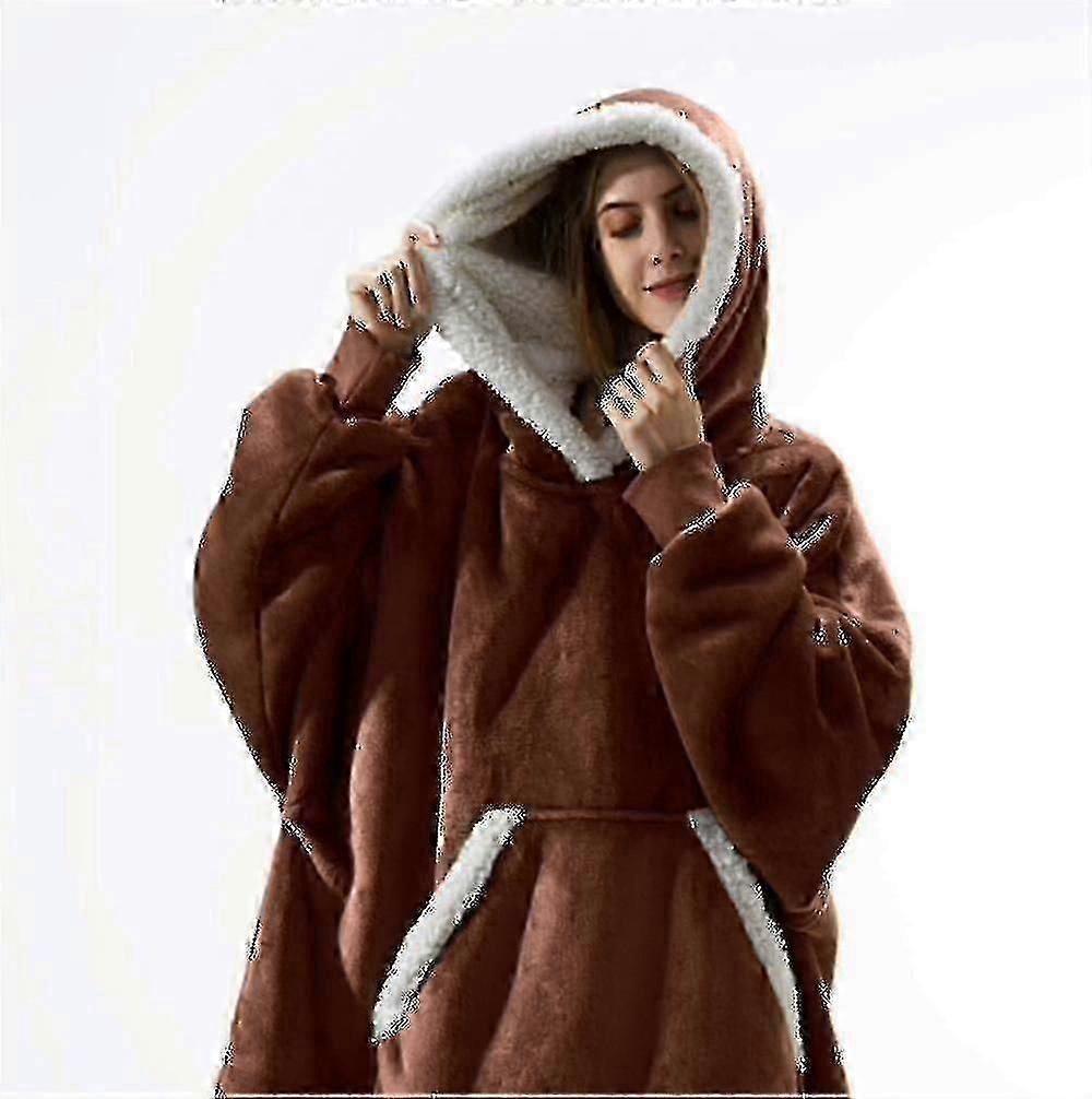 Felpa con cappuccio grande con tasca frontale oversize - Coperta indossabile calda e accogliente
