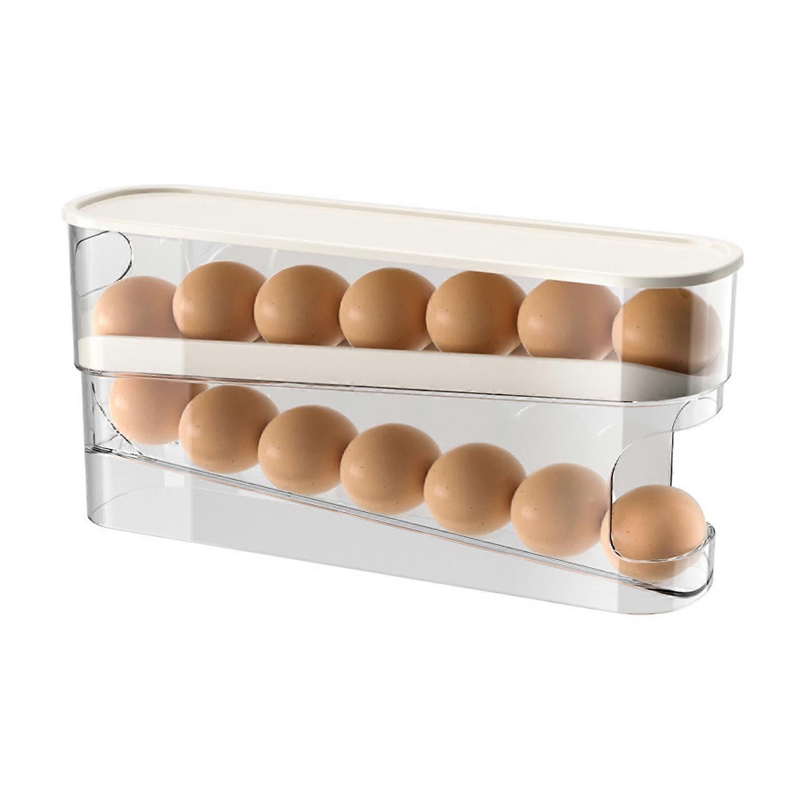 Automatic Rolling Refrigerator Egg Organizer, Space-Saving Fridge Egg Dispenser, Egg Holder for Refrigerator