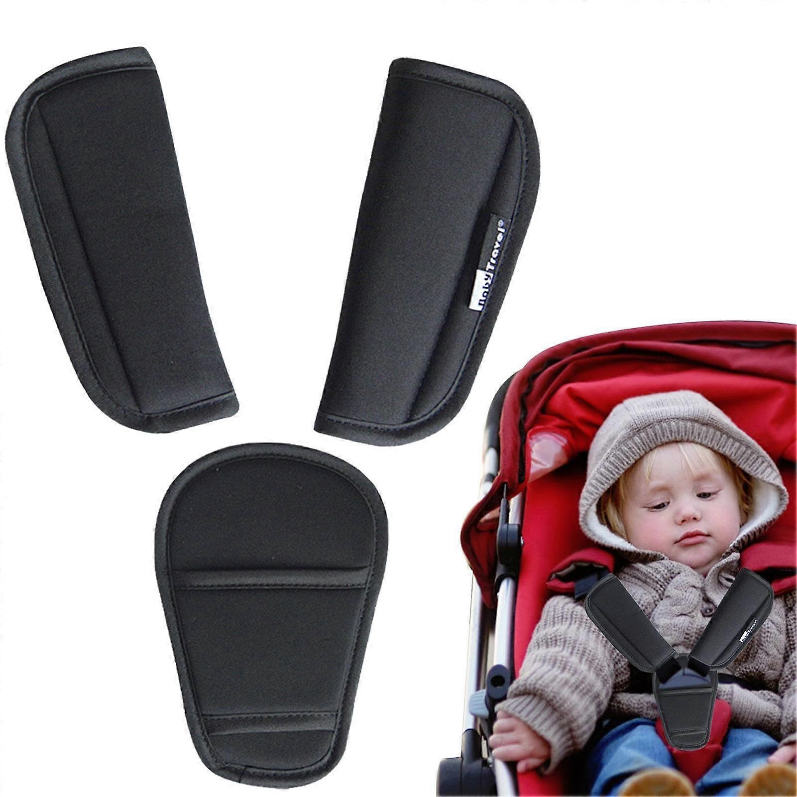 3 packs of shoulder strap and groin cable bundles pads set for all car seats