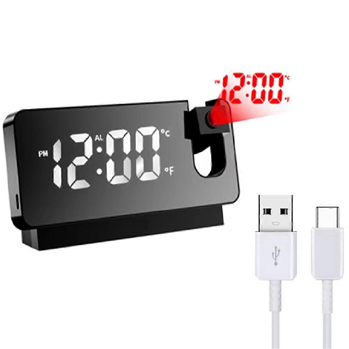 HD LED Digital Projection Clock with Temperature Display A