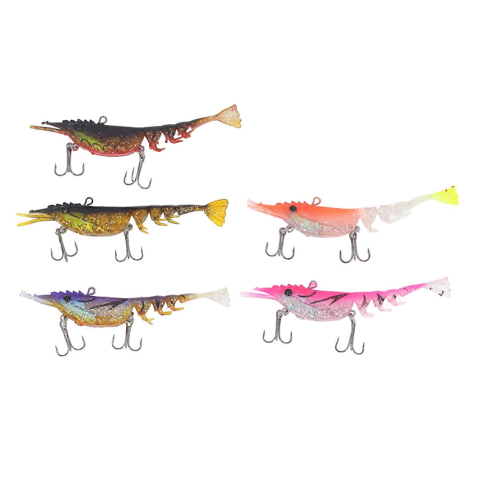5pcs Soft Lures Multipurpose Simulation Multi Sections Carbon Steel Hooks Compact Fishing Baits Set for Freshwater Saltwater