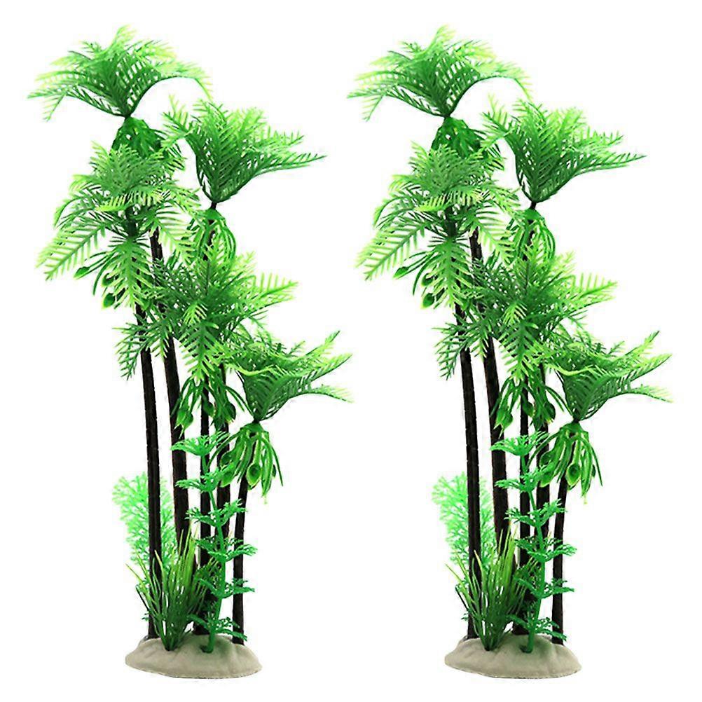 2Pcs Plastic Aquarium Coconuts Decors Wear-resistant Model Trees Decorative Artificial Trees