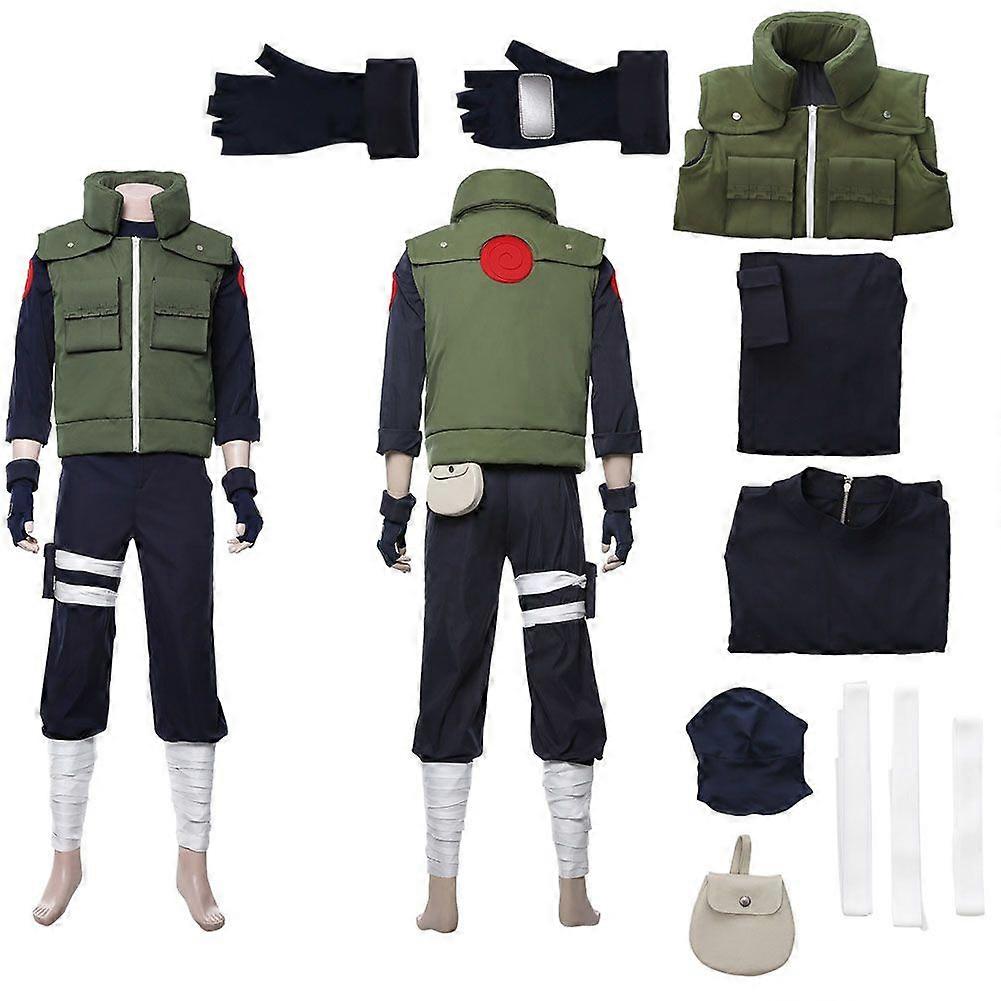 ハタケカカシコスチューム大人男性用男性制服トップベストパンツハロウィンカーニバルパーティーコスチュームロールプレイスーツ