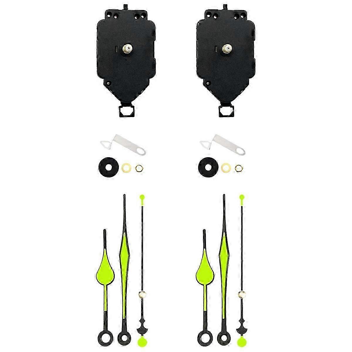 2 Set Quartz Clock Movement Kit Oscillating Movement + Luminous Pointer Clock Repair Parts Replacem