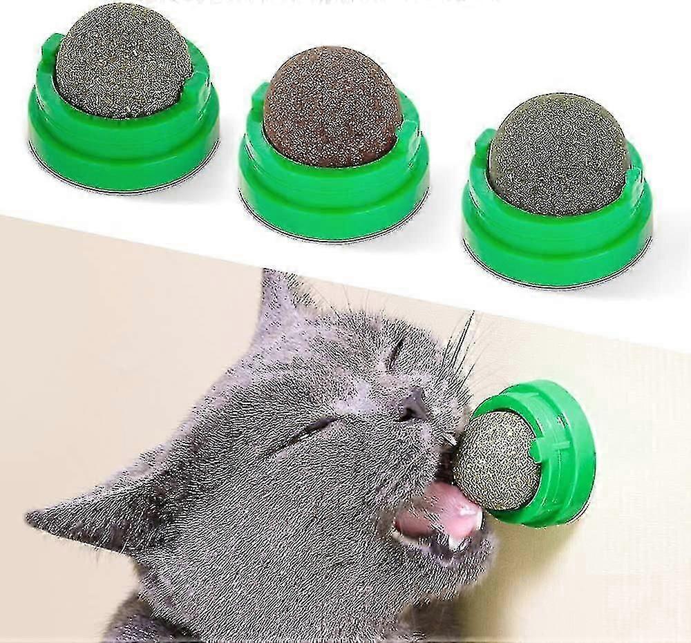 3 Silvervine Catnip Balls, Edible Kitty Toys For Cats Lick, Safe Healthy Kitten Chew Toys, Teeth Cleaning Dental Cat Toy, Cat Wall Treats
