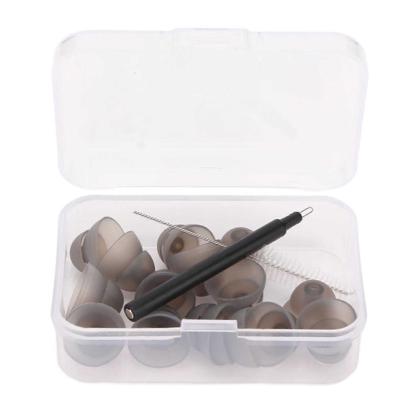 Hearing Amplifier Plugs Double Layers Silicone Ear Plug Tips Dome Set with Cleansing Brush