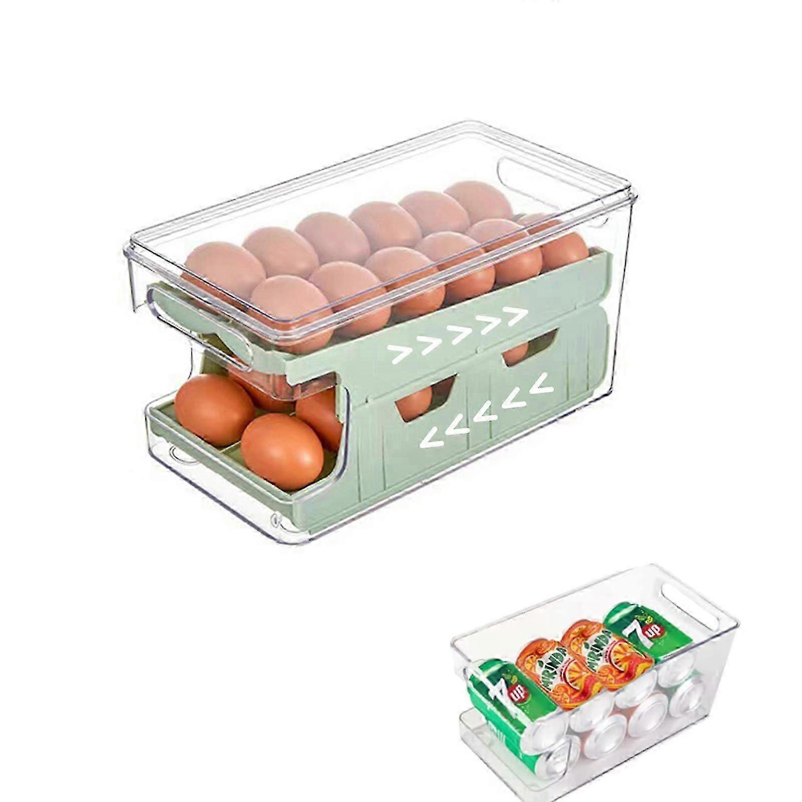 Rolling Egg Holder For Refrigerator Egg Storage Container Egg Drawer Clear Plastic Egg Tray for fridge