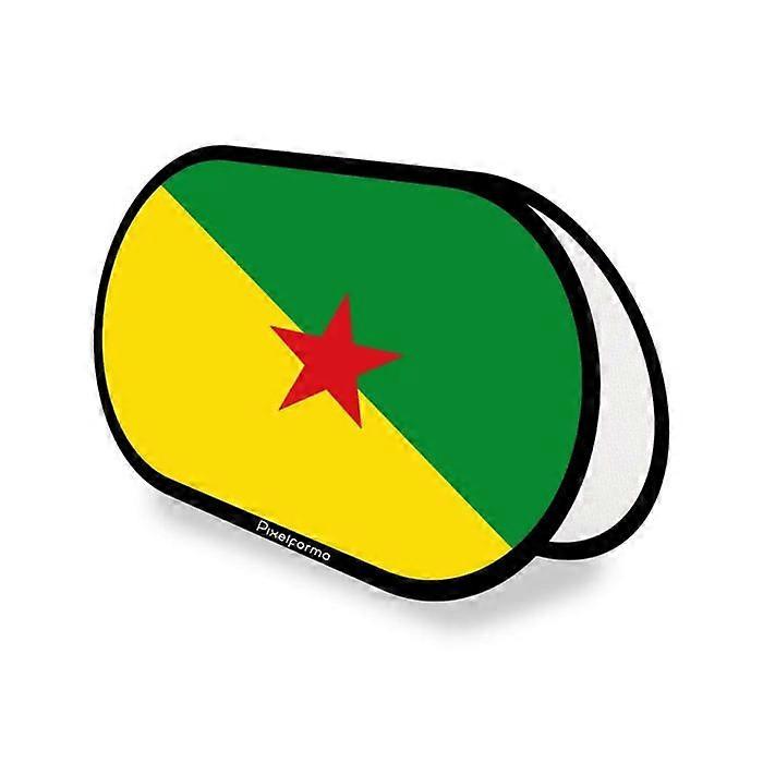 Oval Flag - Guiana - 70 x 120 cm - Polyester - Double-sided print - Foldable retractable