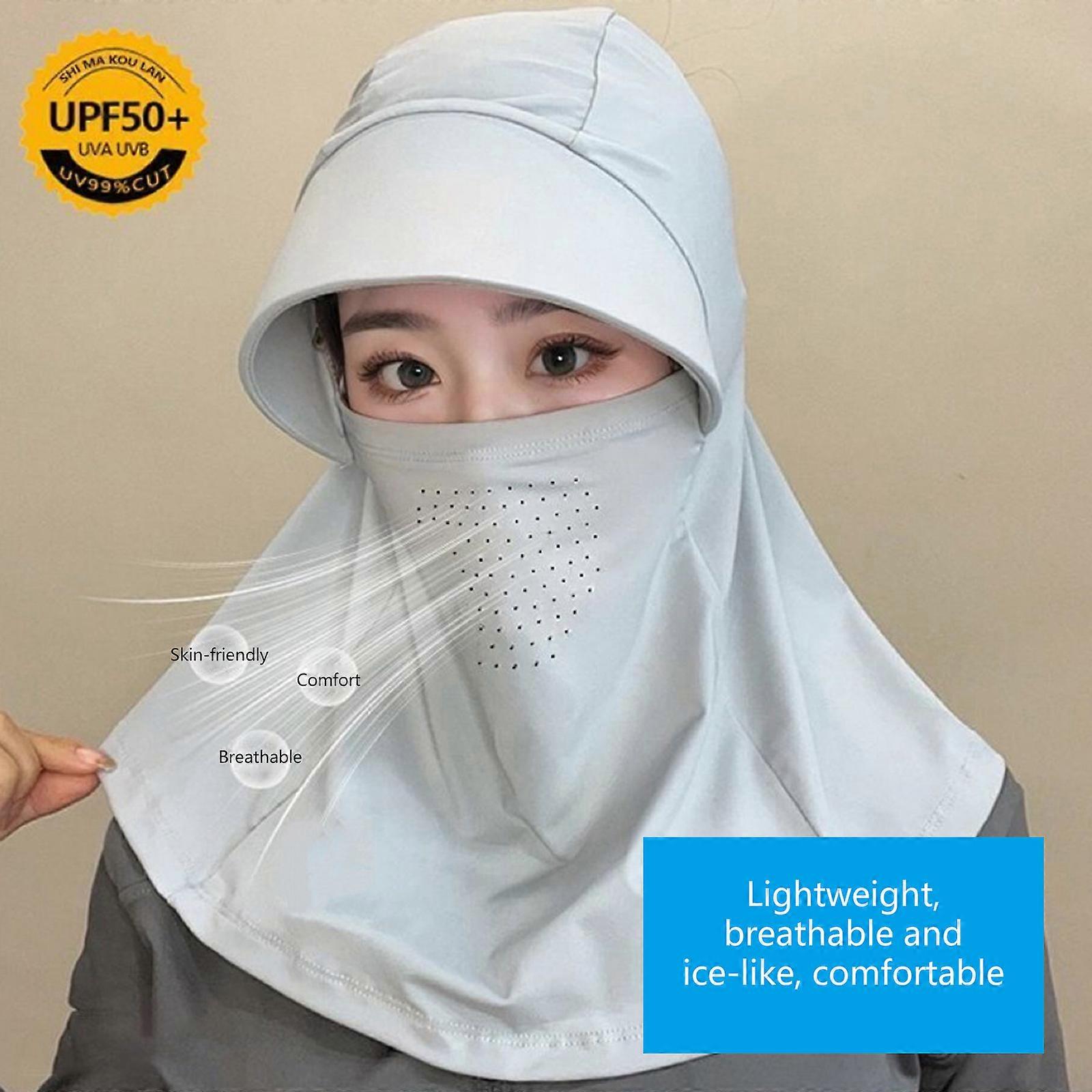 Full Head Coverage Sun Protective Mask Hat Breathable Cooling Hat For Women Hiking Cycling And Outdoor Activity Wear Black