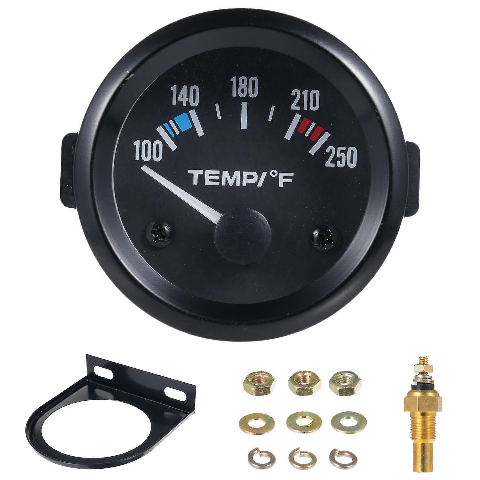 2'' 52mm Water Temperature Gauge, 12V Coolant Temp Gauge with Sensor White LED Backlight 100-250℉ for Car Truck Boat RV UTV