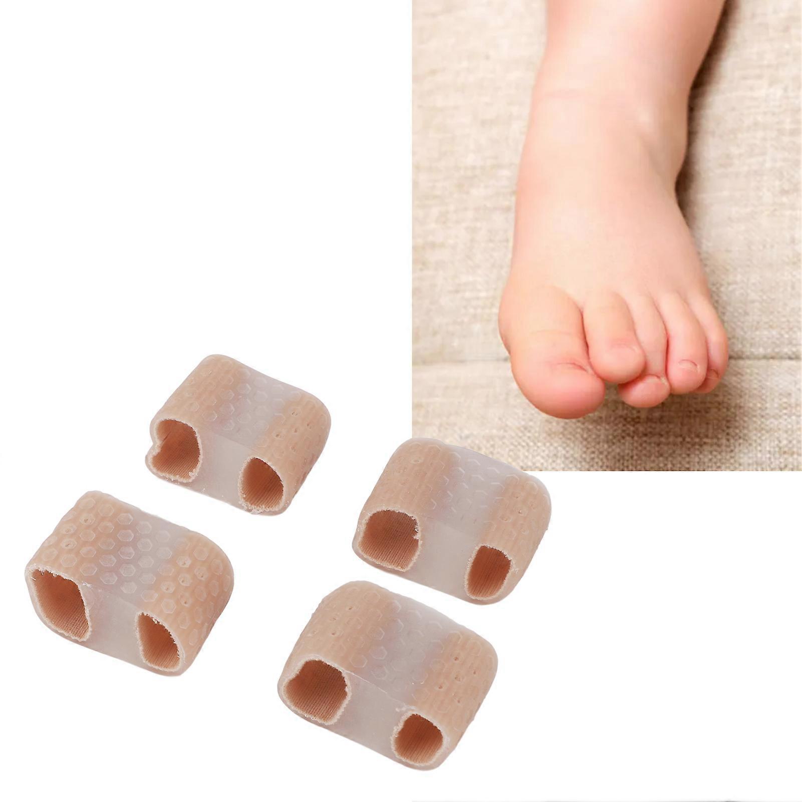 4pcs Toe Separators Stretcher with 2 Loops Elastic Bunion Correcting Separators for Overlapping Toes L 