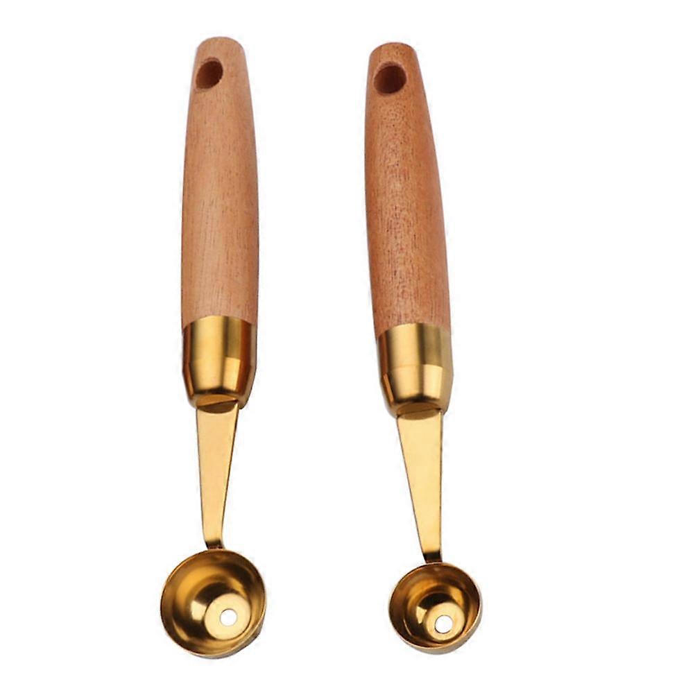 Wooden Handle Fruit Spoon Fruit Digging Scoop for Kitchen Use 2Pcs