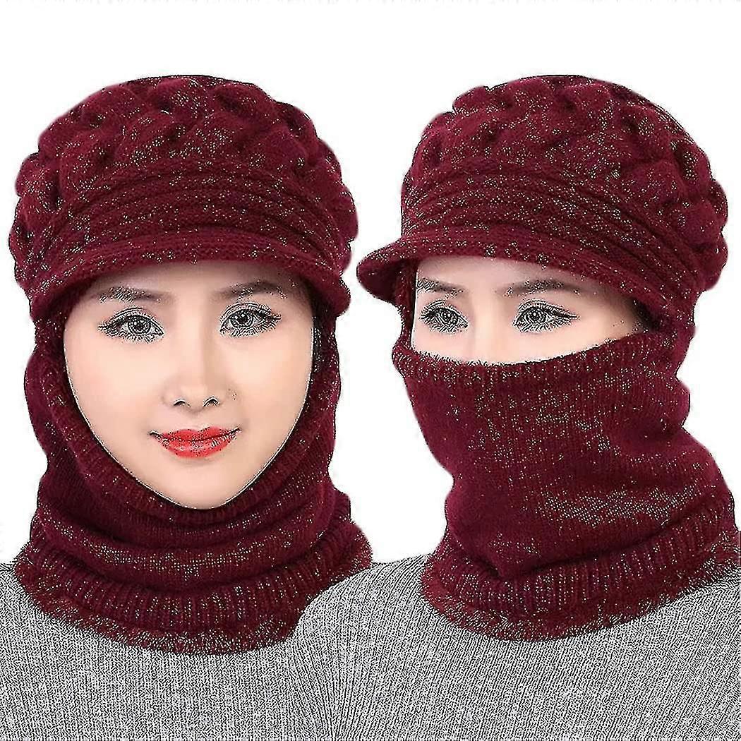 Kadınlar için Kış Şapkası, Kızlar için Kış Beresi Şapka Eşarp Slouchy Kar Örgü Kafatası Kapağı