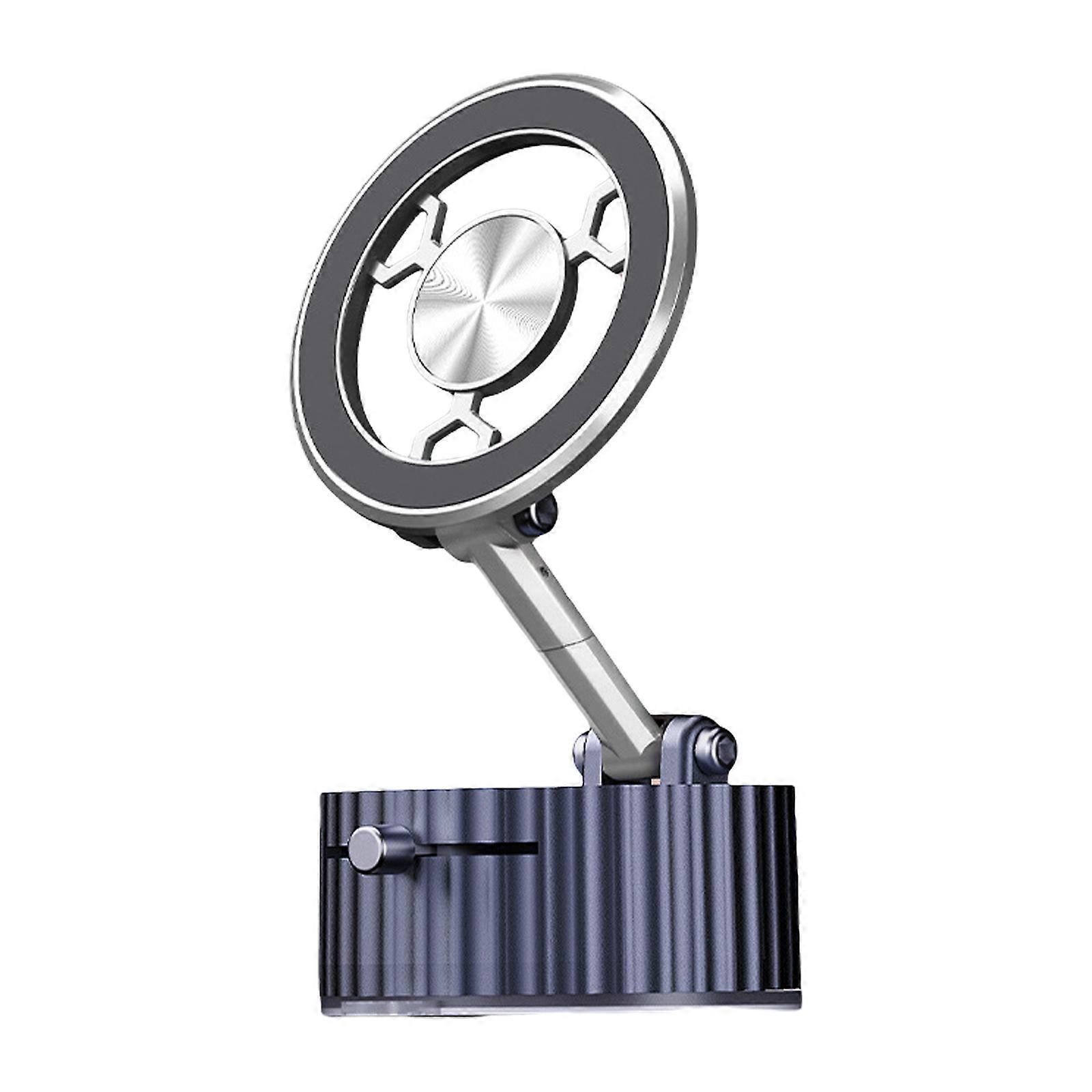 Magnetic Car Dashboard Phone Holder Foldable Suction Cup Phone Mount Stand for Phone 16 15 14 13 Rotating Holder  Silver