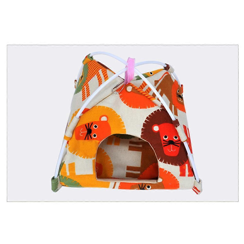 Lion Design Bird Sleeping Tent Premium Hanging Pet Cave House Canvas Hammock for Parrots and Small Pets Space Saving