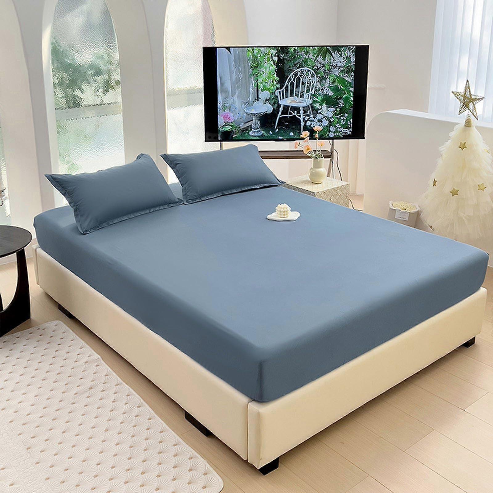 Jersey fitted sheet 200 x 220 25 cm highly sympathetic cotton sheet, fitted sheet, mattress height up to 25 cm dark blue 200 x 220 25 cm