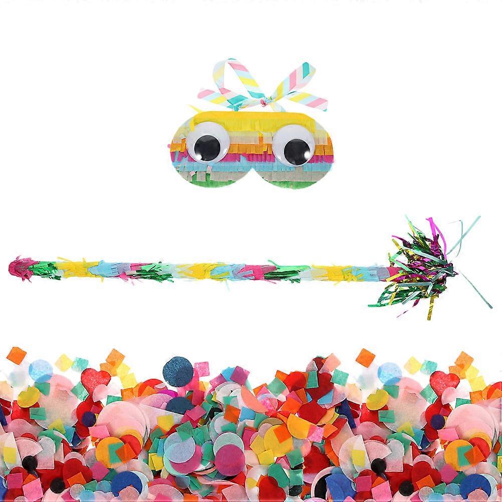 Pinata Stick & Blindfold Set with Confetti for Birthday Parties, Carnivals, Family Reunions – Lightweight, Easy Grip Party Game Prop