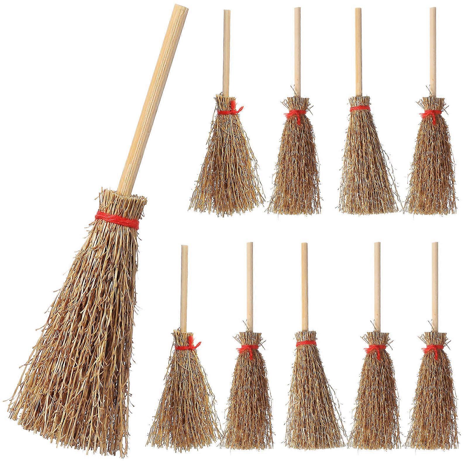 ミニほうきセット 10 個 ミニチュア魔女ほうき ハロウィーンの装飾、吊り下げオーナメント、コスチュームアクセサリー、ミニチュア家具コレクション用