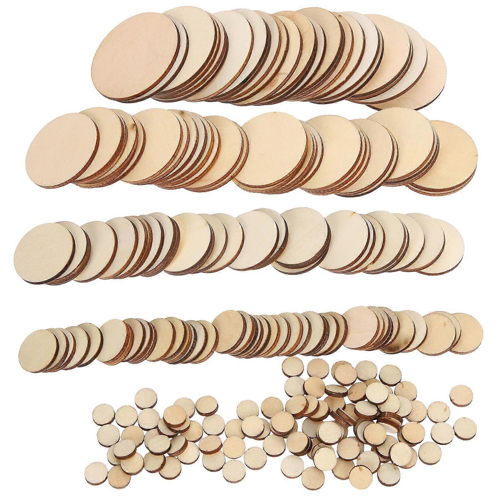 525pcs Unfinished Wooden Cutouts Wood Discs for DIY Crafts Durable Natural Material for Handmade Projects Party Decorations
