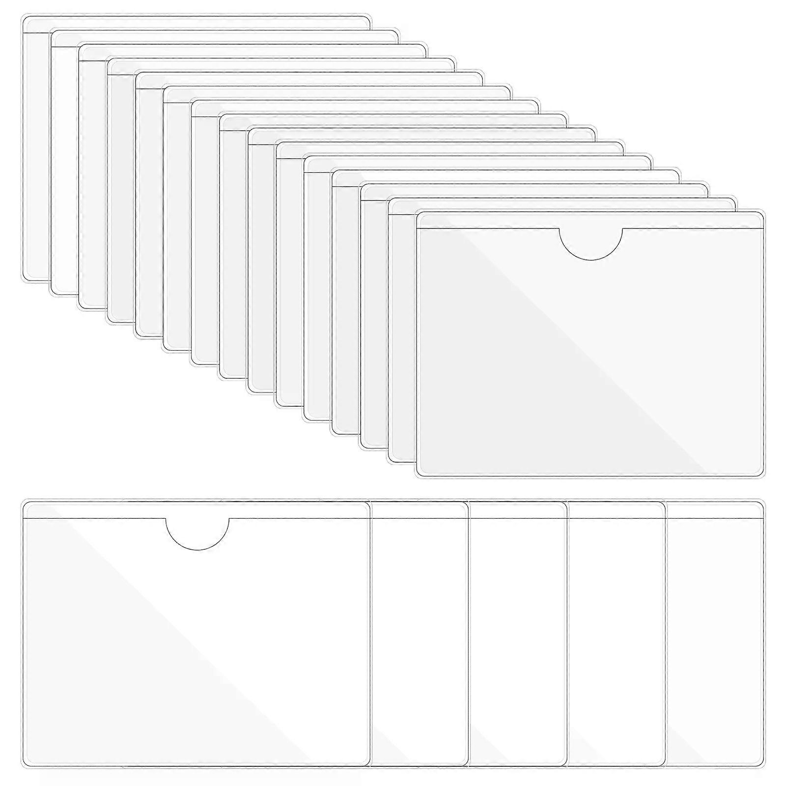 20/30Pcs Self-Adhesive Label Holder Card Pockets Sleeves Label Holder Clear Library Card Holders with Top Open for Index Cards