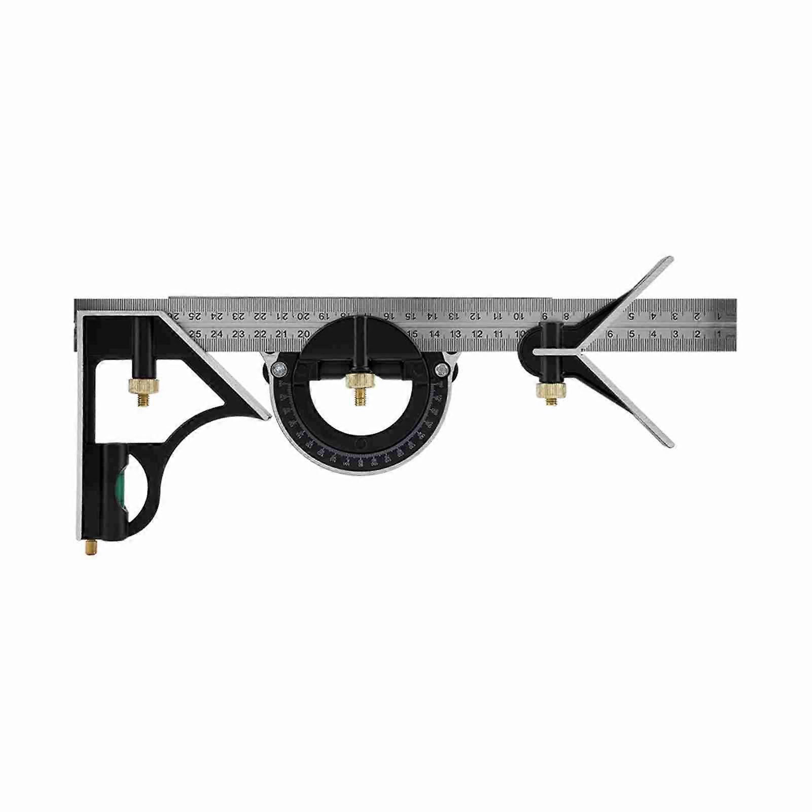 300mm Adjustable Metal Right Angle Ruler Engineer Measuring Tool (Black)