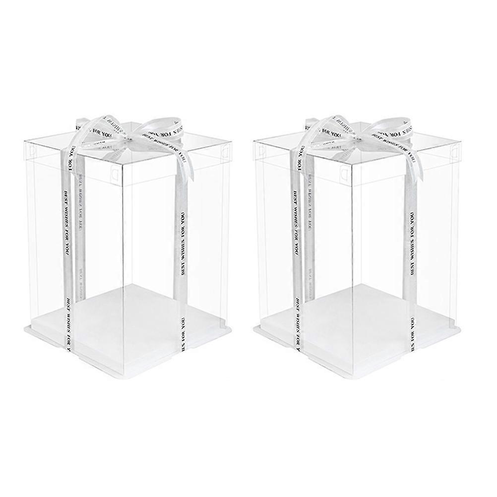 White Cake Packaging Boxes with High Transparency and Strong Bearing Capacity for Cake Storage 3 in 1 PET