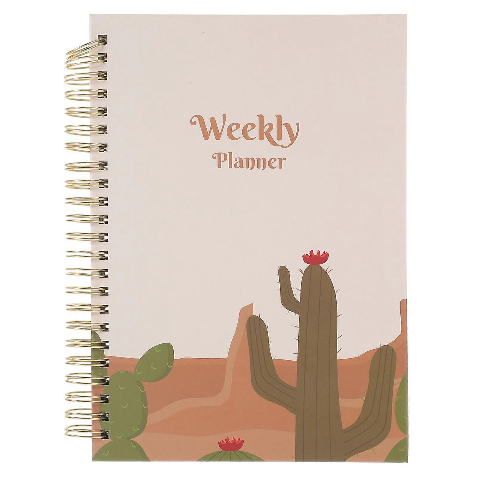 Convenient Academic Planner Assignment Book Home Accessory A5 Size Beige Color Spiral Structure 1Set
