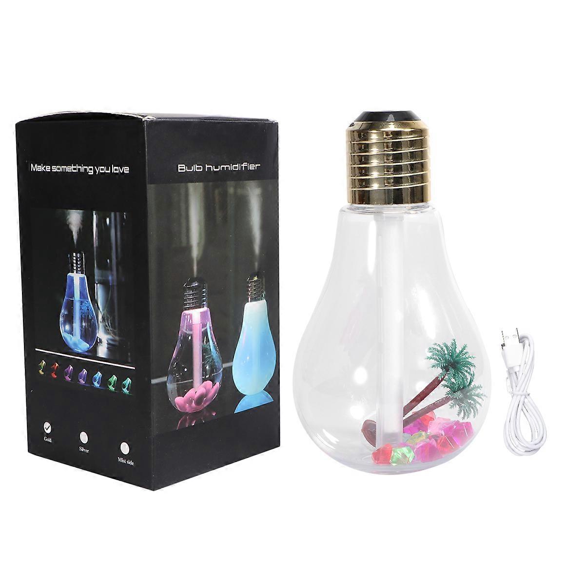 Mini Bulb Humidifier USB Diffuser for Home Office Bedroom Spa Yoga Room Aromatherapy Air Moisturizer Creative Design Practical Use Golden